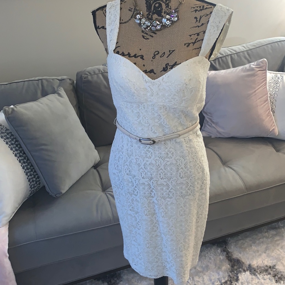 BOSTON PROPER sexy cream/off white cotton lace dress!